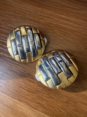 Gold & Silver Woven-Style Clip Earrings